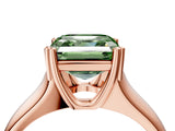 Rose gold Fancy Green Asscher  Solitaire Diamond Ring with Six-Prong Cathedral Setting_36