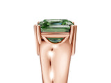 Rose gold Fancy Green Asscher  Solitaire Diamond Ring with Six-Prong Cathedral Setting_37