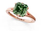 Rose gold Fancy Green Asscher  Solitaire Diamond Ring with Six-Prong Setting and Tapered Band_19