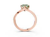 Rose gold Fancy Green Asscher  Solitaire Diamond Ring with Six-Prong Setting and Tapered Band_21