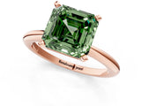 Rose gold Fancy Green Asscher  Solitaire Diamond Ring with Six-Prong Setting on a Classic Band 1