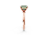 Rose gold Fancy Green Asscher  Solitaire Diamond Ring with Six-Prong Setting on a Classic Band 2
