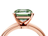 Rose gold Fancy Green Asscher  Solitaire Diamond Ring with Six-Prong Setting on a Classic Band 4