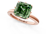 Rose gold Fancy Green Asscher  Solitaire Diamond Ring with Six-Prong Setting on a Classic Band_1