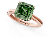 Rose gold Fancy Green Asscher  Solitaire Diamond Ring with Split Shank and Four-Prong Setting_1
