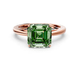Rose gold Fancy Green Asscher  Solitaire Diamond Ring with Split Shank and Four-Prong Setting_12