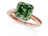 Rose gold Fancy Green Asscher  Solitaire Diamond Ring with Split Shank and Four-Prong Setting_13