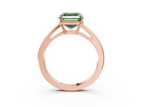 Rose gold Fancy Green Asscher  Solitaire Diamond Ring with Split Shank and Four-Prong Setting_3