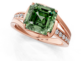 Rose gold Fancy Green Asscher  Solitaire Diamond Ring with Split Shank and Prong Setting_1