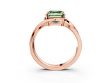 Rose gold Fancy Green Asscher  Solitaire Diamond Ring with Split Shank and Prong Setting_3