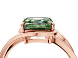 Rose gold Fancy Green Asscher  Solitaire Diamond Ring with Split Shank and Prong Setting_4