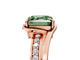 Rose gold Fancy Green Asscher  Solitaire Diamond Ring with Split Shank and Prong Setting_5