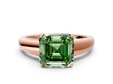 Rose gold Fancy Green Asscher  Solitaire Diamond Ring with Tapered Band and Four-Prong Setting_51