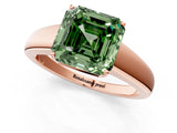 Rose gold Fancy Green Asscher  Solitaire Diamond Ring with Tapered Band and Four-Prong Setting_52