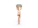 Rose gold Fancy Green Asscher  Solitaire Diamond Ring with Tapered Band and Four-Prong Setting_53