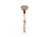 Rose gold Fancy Green Asscher  Solitaire Diamond Ring with Thin Band and Four-Prong Setting_2