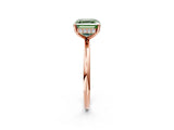 Rose gold Fancy Green Asscher  Solitaire Diamond Ring with a Classic Band and Four-Prong Setting 3
