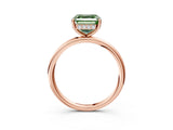 Rose gold Fancy Green Asscher  Solitaire Diamond Ring with a Classic Band and Four-Prong Setting 4
