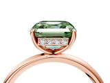 Rose gold Fancy Green Asscher  Solitaire Diamond Ring with a Classic Band and Four-Prong Setting 5