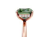 Rose gold Fancy Green Asscher  Solitaire Diamond Ring with a Classic Band and Four-Prong Setting