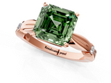 Rose gold Fancy Green Asscher  Solitaire Diamond Twisted Band with Four-Prong Setting_1