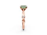 Rose gold Fancy Green Asscher  Solitaire Diamond Twisted Band with Four-Prong Setting_2