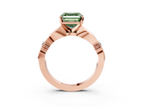 Rose gold Fancy Green Asscher  Solitaire Diamond Twisted Band with Four-Prong Setting_3