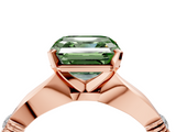 Rose gold Fancy Green Asscher  Solitaire Diamond Twisted Band with Four-Prong Setting_4