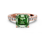 Rose gold Fancy Green Asscher  Solitaire Diamond with Pavé Band and Four-Prong Setting_17