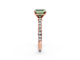 Rose gold Fancy Green Asscher  Solitaire Diamond with Pavé Band and Four-Prong Setting_19