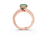Rose gold Fancy Green Asscher  Solitaire Diamond with Pavé Band and Four-Prong Setting_20