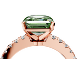 Rose gold Fancy Green Asscher  Solitaire Diamond with Pavé Band and Four-Prong Setting_21