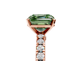 Rose gold Fancy Green Asscher  Solitaire Diamond with Pavé Band and Four-Prong Setting_22