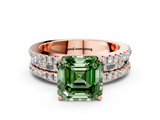 Rose gold Fancy Green Asscher  Solitaire Diamond with Pave and Channel Set Band_12