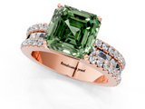 Rose gold Fancy Green Asscher  Solitaire Diamond with Pave and Channel Set Band_13
