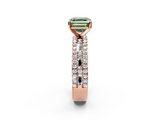 Rose gold Fancy Green Asscher  Solitaire Diamond with Pave and Channel Set Band_14