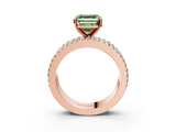 Rose gold Fancy Green Asscher  Solitaire Diamond with Pave and Channel Set Band_15