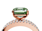 Rose gold Fancy Green Asscher  Solitaire Diamond with Pave and Channel Set Band_16