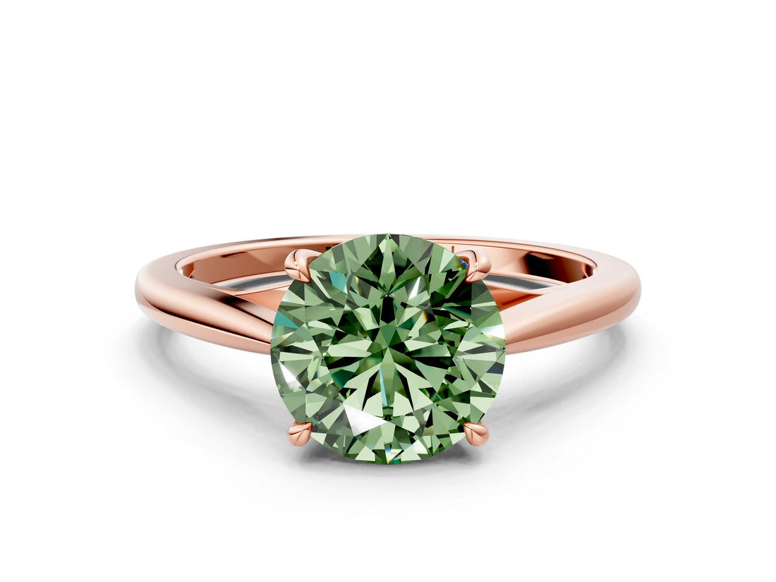 Rose gold Fancy Green Asscher  Solitaire Engagement Ring with Four-Prong Setting and Classic Band 2