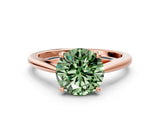 Rose gold Fancy Green Asscher  Solitaire Engagement Ring with Four-Prong Setting and Classic Band 2