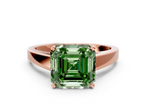 Rose gold Fancy Green Asscher  Solitaire Engagement Ring with Four-Prong Setting and Tapered Band_20