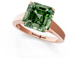 Rose gold Fancy Green Asscher  Solitaire Engagement Ring with Four-Prong Setting and Tapered Band_21