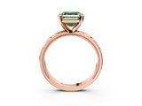 Rose gold Fancy Green Asscher  Solitaire Engagement Ring with Scrollwork Band and Four-Prong Setting_21