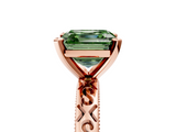 Rose gold Fancy Green Asscher  Solitaire Engagement Ring with Scrollwork Band and Four-Prong Setting_23