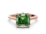 Rose gold Fancy Green Asscher  Solitaire Engagement Ring with Six-Prong Setting and Classic Band 1