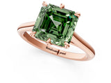 Rose gold Fancy Green Asscher  Solitaire Engagement Ring with Six-Prong Setting and Classic Band 2