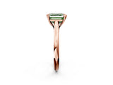 Rose gold Fancy Green Asscher  Solitaire Engagement Ring with Six-Prong Setting and Classic Band 3