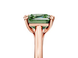 Rose gold Fancy Green Asscher  Solitaire Engagement Ring with Six-Prong Setting and Classic Band