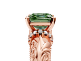 Rose gold Fancy Green Asscher  Solitaire Filigree Engagement Ring with Halo and Prong Setting_22
