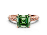 Rose gold Fancy Green Asscher  Solitaire Floral Milgrain Engagement Ring_31